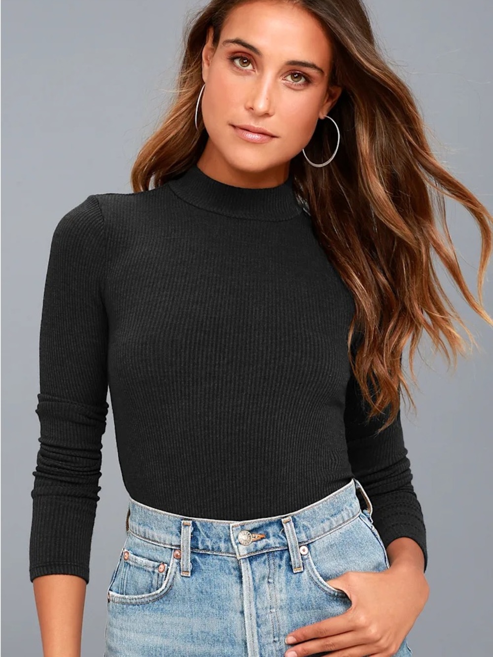 Project Social T Womens Mock Neck Pullover Sweater